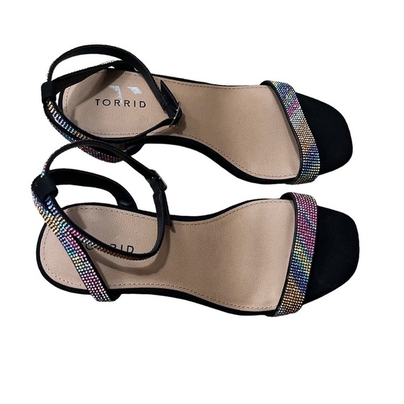 TORRID Rainbow Embellished Sparkle Faux Suede Dressy Kitten Heels Size 9 WW - Picture 2 of 8